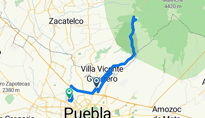 Calle Pirúl, Puebla to Calle 8 Ote 91, Puebla