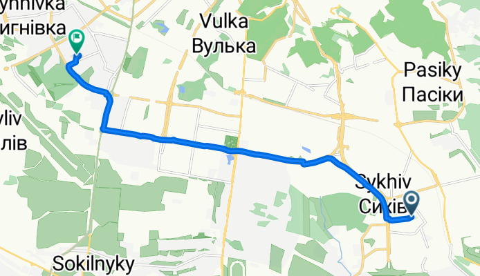 Kos-Anatolskoho Street 18, L'viv to Kul'chyts'koi Street 9, L'viv