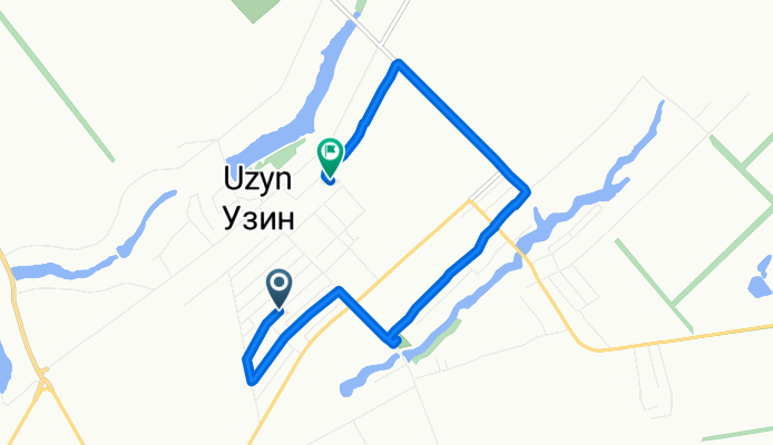 От провулок Франка 7, Узин до вулиця Михайла Грушевського 74, Узин