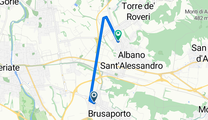 Da Via Brusaporto 62, Seriate a Via Santi Cornelio e Cipriano 9–21, Albano Sant'Alessandro