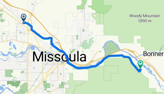 Route from 200 International Dr, Missoula