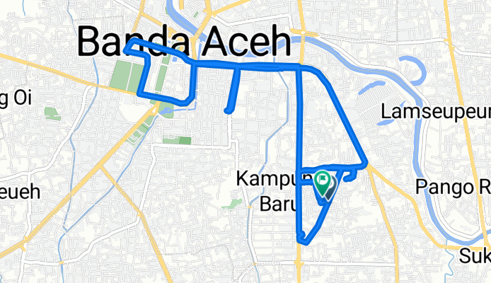 Route from Jalan Unmuha 53, Kecamatan Lueng Bata