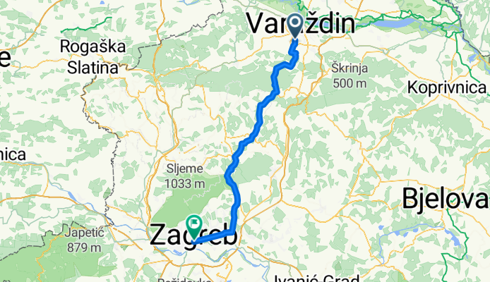 Ulica Braće Radić 103A, Jalkovec nach Trg kralja Tomislava 10, Zagreb