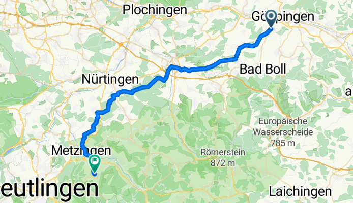 Karlsbader Straße 24, Göppingen nach Geranienweg 11, Metzingen