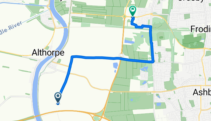 Route to Doncaster Road, Scunthorpe
