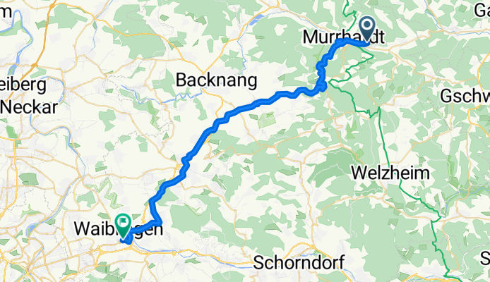 Schumannstraße 34, Murrhardt nach Im Hohen Rain 52, Waiblingen