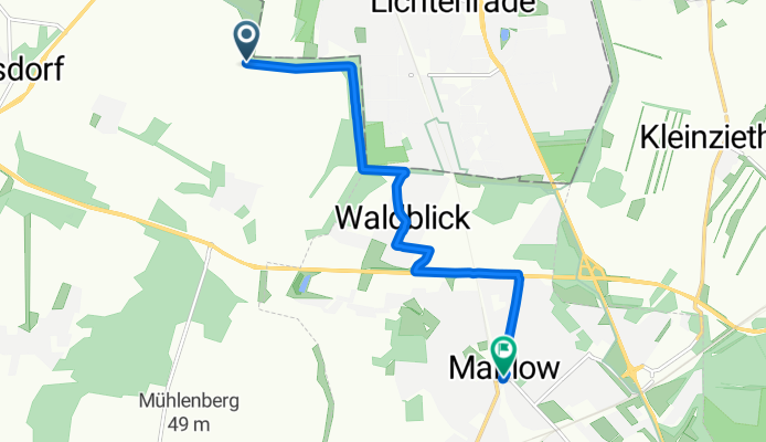 Route nach Glasower Damm 4B, Blankenfelde-Mahlow