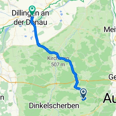 Hornbachstraße, Kutzenhausen nach Uhlandstraße 8, Dillingen an der Donau