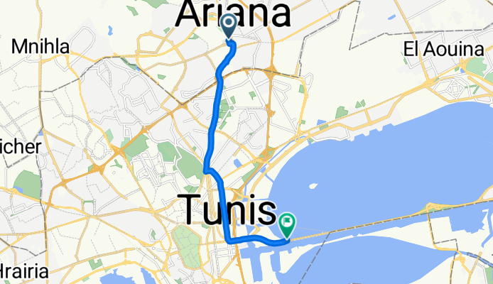 De Avenue Mustapha Hjeij 1, Tunis à Route de La Goulette, Tunis