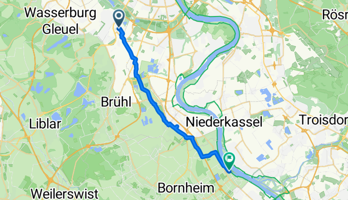 Otto-Hahn-Straße 8, Hürth nach Rheinstraße 263, Bornheim