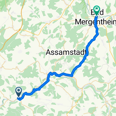 Ruthardstraße 2, Schöntal nach Bahnhofplatz 2, Bad Mergentheim