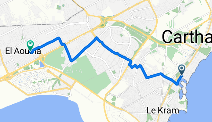 Rue Baal Hammon, Carthage to Avenue Taïeb Mhiri, Carthage