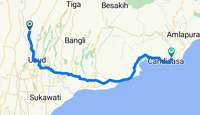 Route from Jalan Raya Payangan, Gianyar