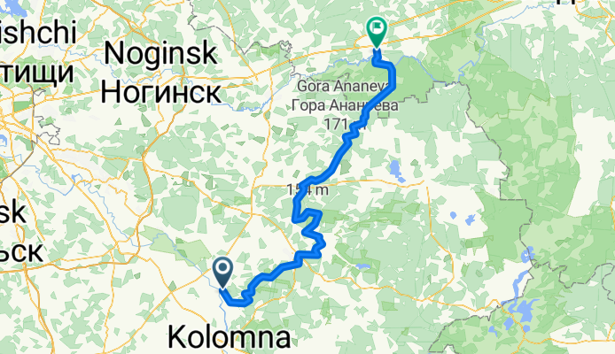От Шиферная, Воскресенск до Спортивная улица, Петушки