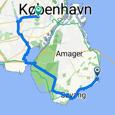 Cykelrute - Dragør-Kongelunden-Kalvebod Fælled-Frederiksberg