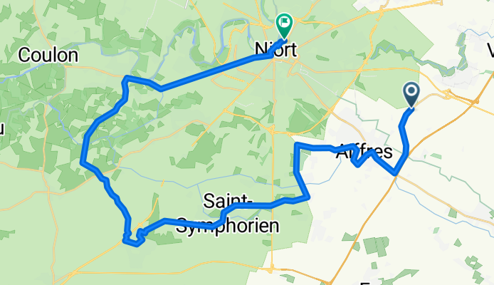 De Chemin des Champs Fougères, Aiffres à 2–34 Rue du Vieux Marché, Niort