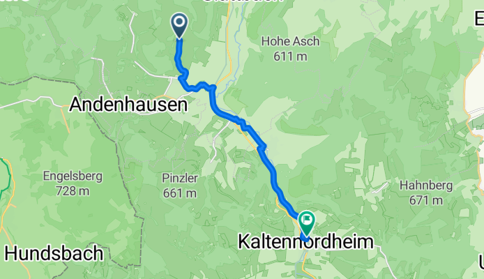 Föhlritz 8, Brunnhartshausen nach Feldabahnstraße 4B, Kaltennordheim