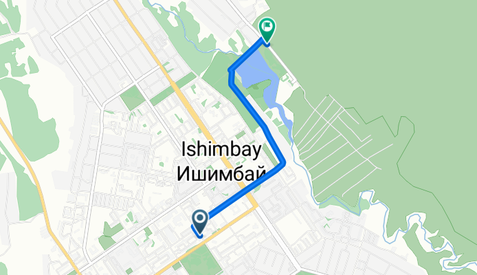 От Советская улица, 75/39, Ишимбай до Лесной проезд, 1А, Ишимбай