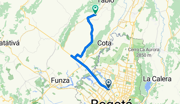 De Avenida Calle 80, Bogotá a Vía Tabio 74–80, Cota