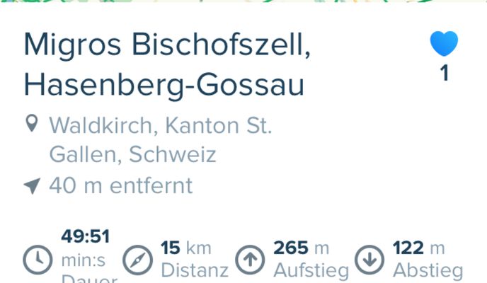 Foto 1 der Bikemap-Route "Migros Bischofszell, Hasenberg-Gossau"