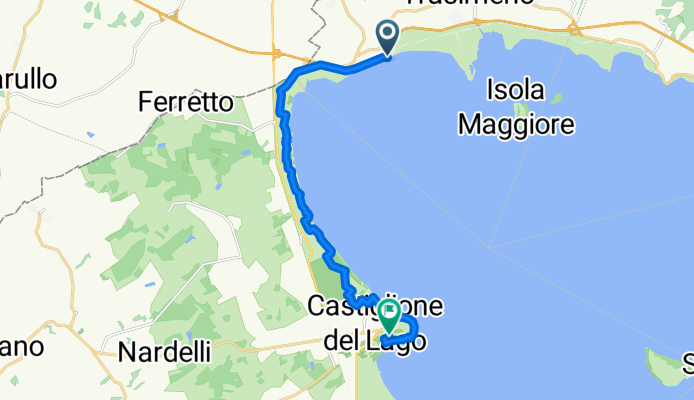 Da Raccordo Autostradale Perugia-A1, Tuoro Sul Trasimeno a Via Silvio Pellico 145, Castiglione del Lago