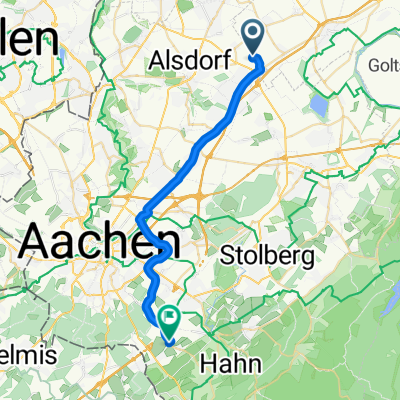Konrad-Zuse-Straße 5, Alsdorf nach Oberforstbacher Straße 255–263, Aachen