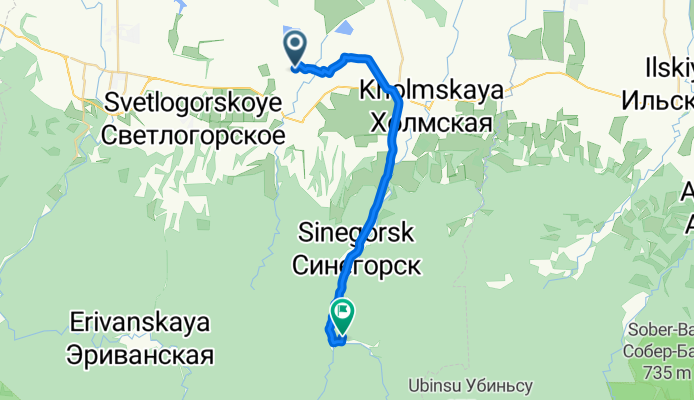 От улица Победы 93, Ахтырский до Unnamed Road, Новый