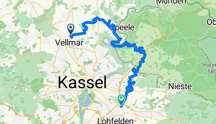 Kollostraße 2, Vellmar nach Heiligenröder Weg 6, Kaufungen