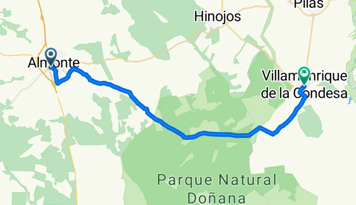 Avenida de los Cabezudos 2a, Almonte nach Plaza España 3, Villamanrique de la Condesa