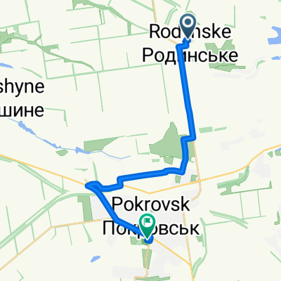 От вулиця Шахтарська, Родинське до вулиця Горького 31, Покровськ