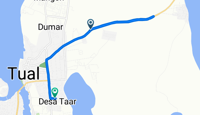 Jalan Kabupaten, Pulau Dullah Selatan to Lorong Damai, Pulau Dullah Selatan