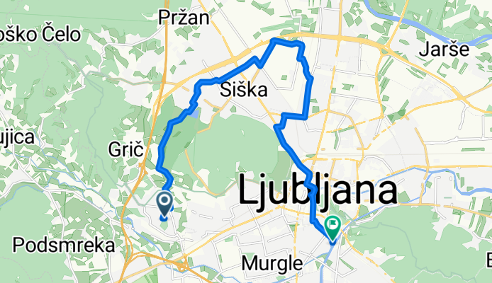 Ježkova ulica 8 to Gruberjevo nabrežje 20