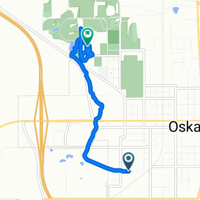 Route from 1107 Seventh Ave W, Oskaloosa