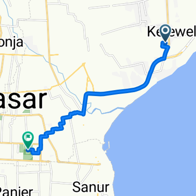 Ketewel, Kecamatan Sukawati to Jalan Basuki Rahmat, Kecamatan Denpasar Timur