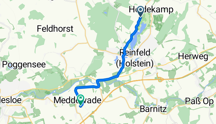 Schuhwiese 2, Reinfeld (Holstein) nach Teichweg 25, Meddewade