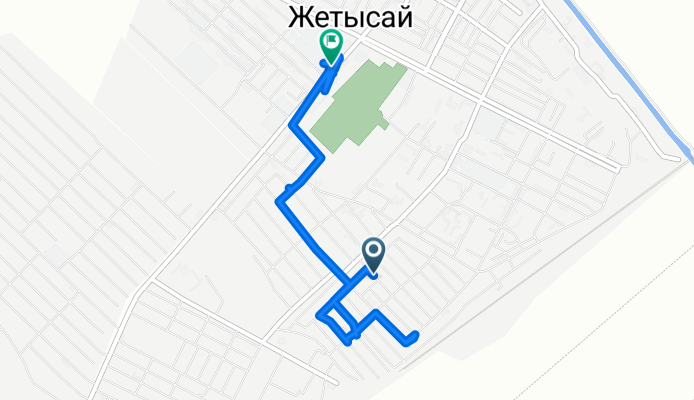 От улица Амангельди, Жетісай до Ауезов, Жетысай