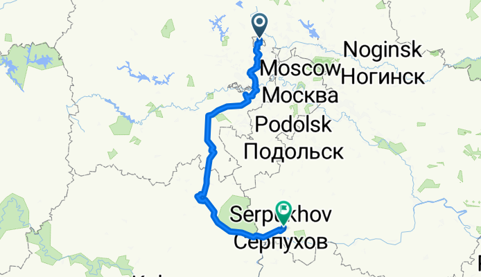 От площадь Юности 1, Зеленоград до Серпухов
