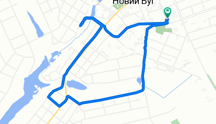 От Руденко вулиця, Новый Буг до Руденко вулиця, Новый Буг