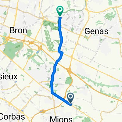 De 36 Route d'Heyrieux, Mions à 5 Rue Hélène Boucher, Chassieu