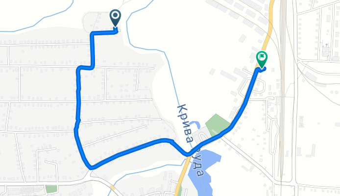 От вулиця Сонячна 18, Семенівка до вулиця Незалежності 9, Семенівка