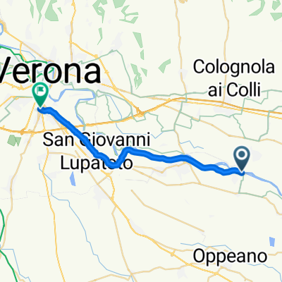 Da Via Porto, Ronco all'Adige a Via Volturno 36, Verona