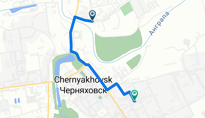 От Ленинградская улица 3, Черняховск до улица Карла Маркса 11, Черняховск