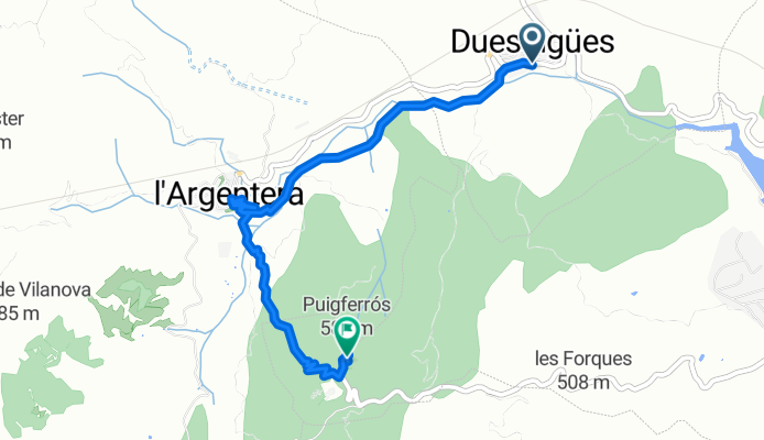 Ruta desde Carretera de l'Argentera, Duesaigües