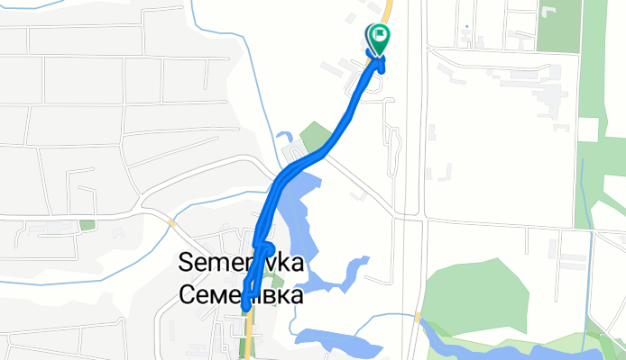 От вулиця Незалежності 9, Семенівка до вулиця Незалежності 9, Семенівка