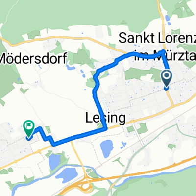 Hauptstraße 36, Sankt Lorenzen im Mürztal nach Doktor-Alfons-Gorbach-Hof 6, Kapfenberg