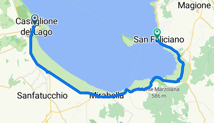 Da Via Vittorio Formentano, Castiglione del Lago a Via Isola Polvese 2–14, San Feliciano
