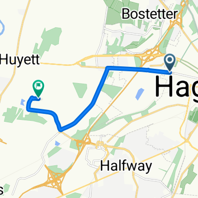 Route from 1120 W Washington St, Hagerstown