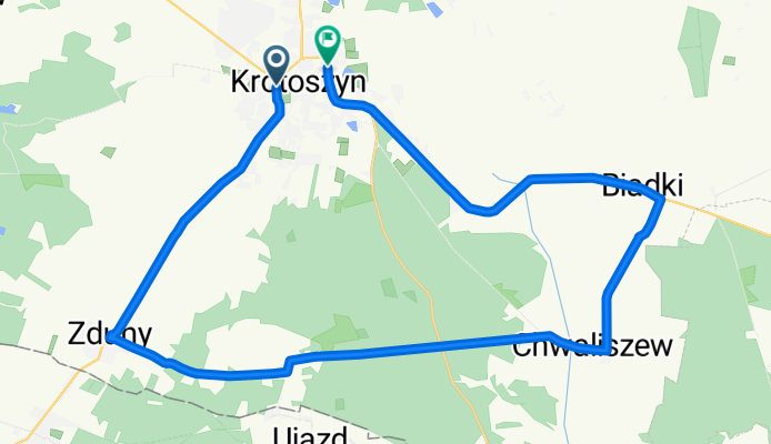 Krotoszyn - Zduny - Chwaliszew - Biadki - Krotoszyn