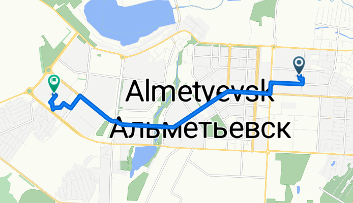От улица 8 Марта 20, Альметьевск до улица Шевченко 174, Альметьевск