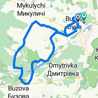 От Вокзальная улица, 78, Буча до Тургенева улица, Буча